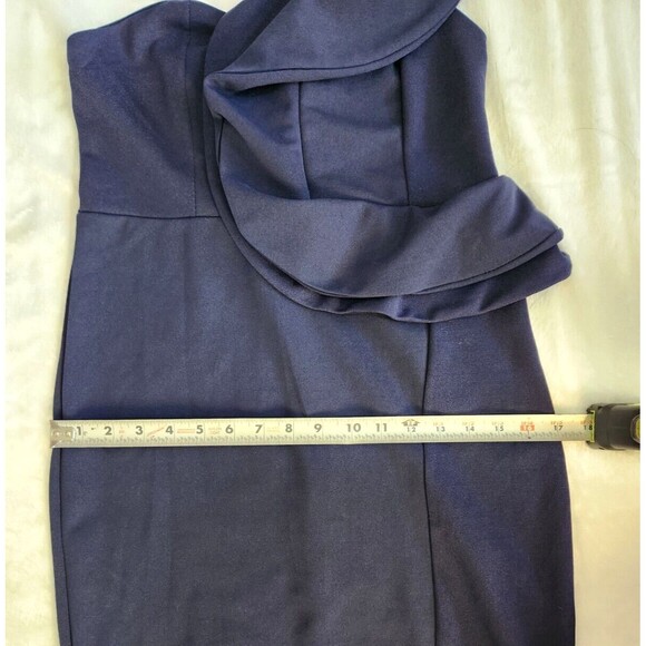 NEW Bodycon Midi Party Dress Ruffle One Shoulder Sleeveless Slit Leg Size Medium - Picture 6 of 10